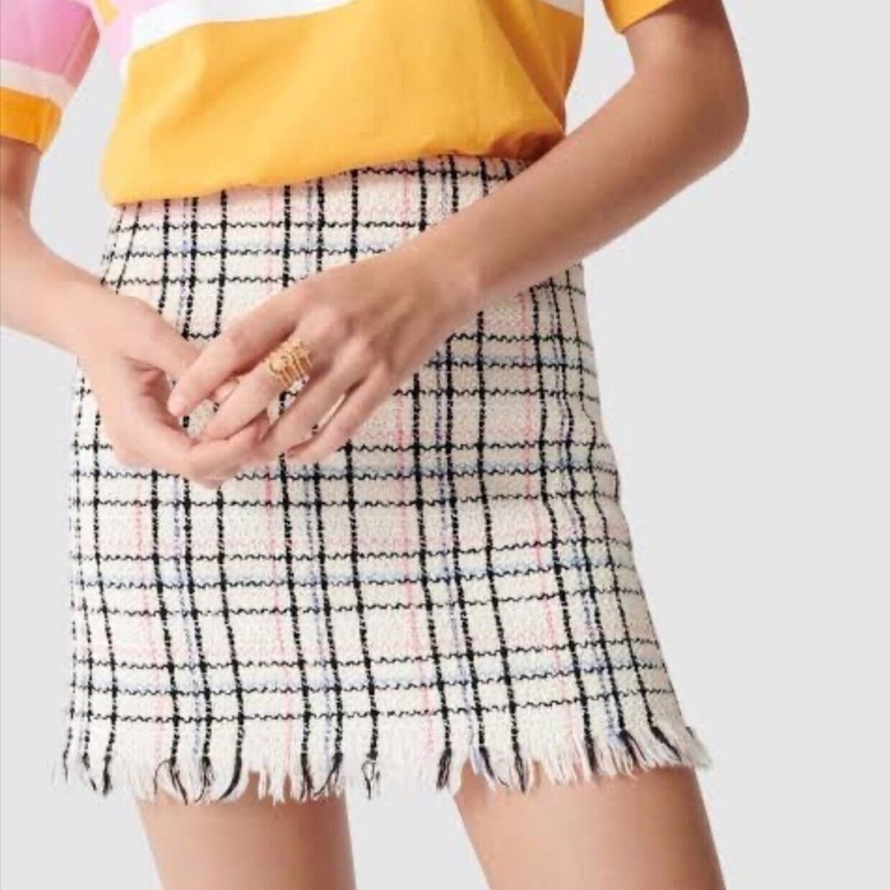 Maje- Multicolored Tweed Jianey Checked Cotton-Blend Mini Skirt - Picture 1 of 6
